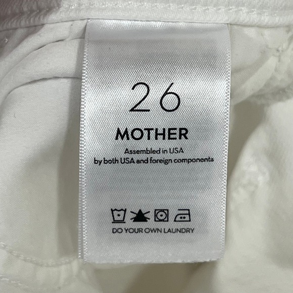 Mother Denim White Jeans 26 High Rise Raw Hem Cotton Blend Hustler Ankle Fray - Picture 4 of 6